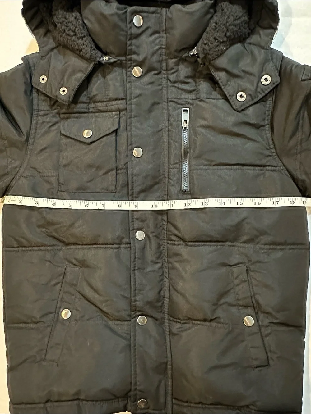 Diesel Boys Black Hooded Puffer Parka 10/12